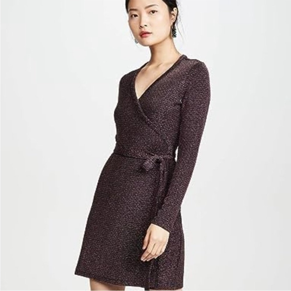 PAIGE Lucielle Longsleeve Stretchy Lurex Metallic Wrap Dress Small